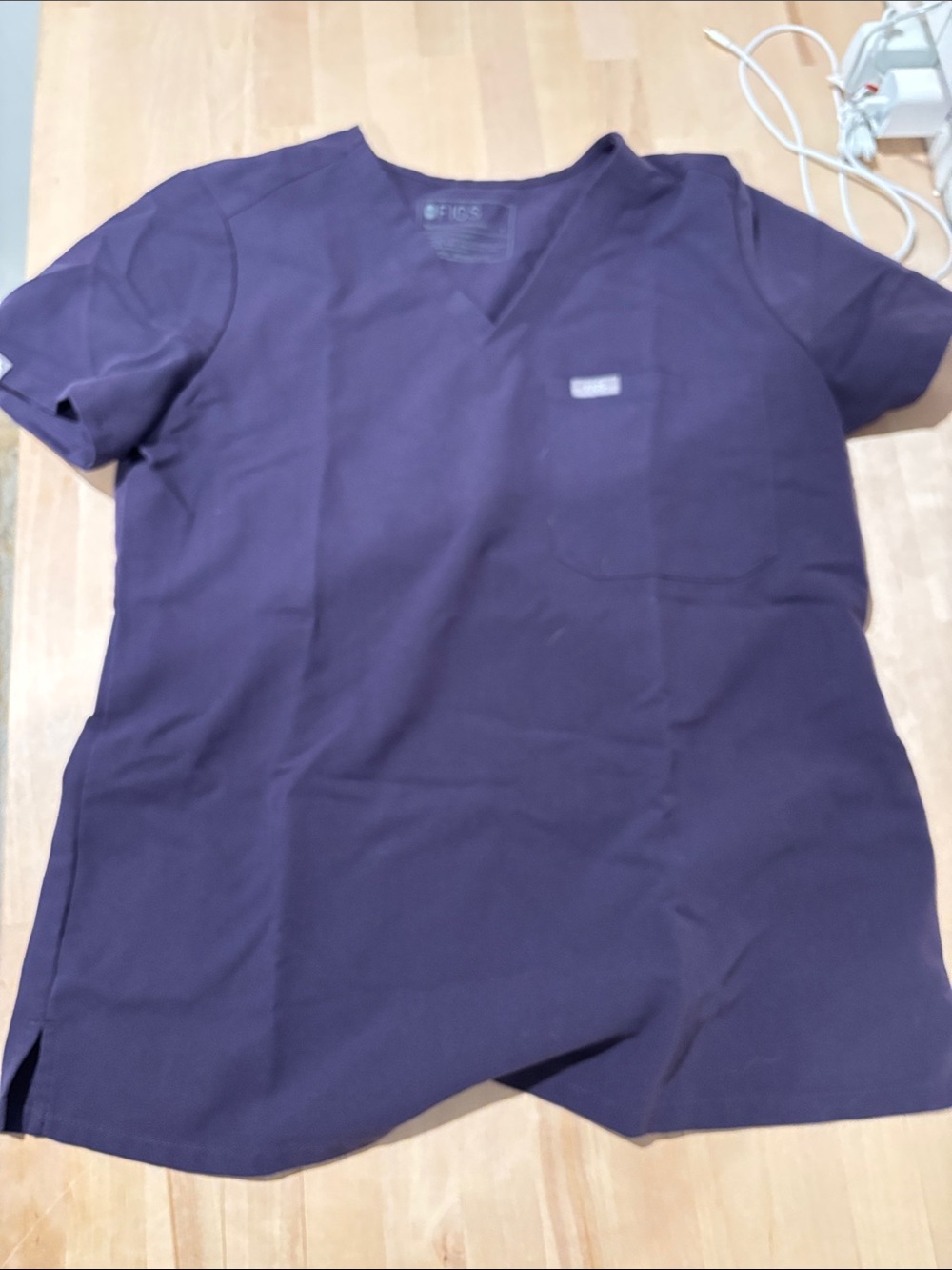 Figs Women's Short Sleeve V-Neck Scrub Top in Deep Purple